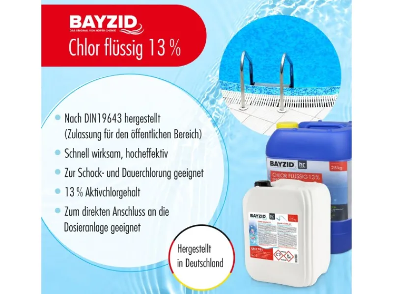 Chlor 13% Flüssig 2 x 12,5kg*Bayzid Sale