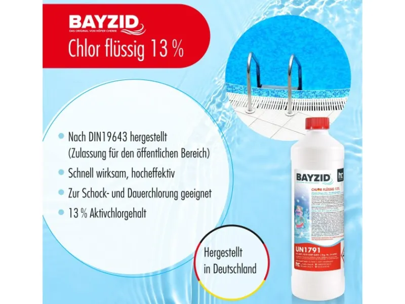 Chlor 13% Flüssig für Pools 15 x 1kg*Bayzid Discount