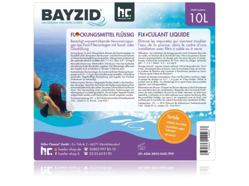 Bayzid Poolpflege|Flockungsmittel Flüssig 4 x 10l