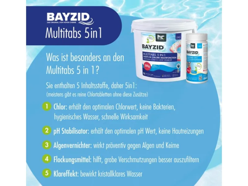 Bayzid Poolpflege|Multitabs 20g 5in1 für Pools 6 x 1kg