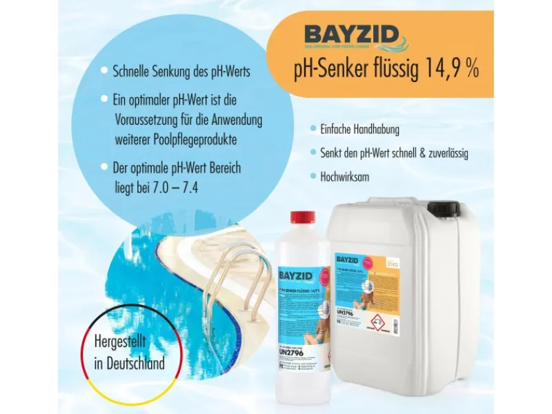 Bayzid Poolpflege|pH Minus Flüssig 14,9% 4 x 20kg
