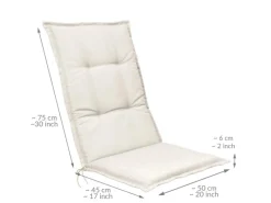 Beautissu Sitzkissen|Gartenstuhlauflagen|Base HL Hochlehner 120x50x6cm