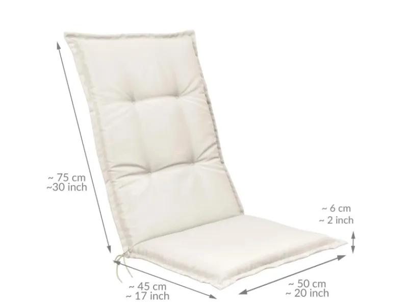 Beautissu Sitzkissen|Gartenstuhlauflagen|Base HL Hochlehner 120x50x6cm