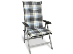 Beautissu Gartenstuhlauflagen|Sunny BK Hochlehner 120x50x6cm Kariert