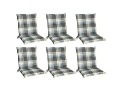 Beautissu Gartenstuhlauflagen|Sunny BK Niederlehner 100x50x6cm Kariert 6tlg
