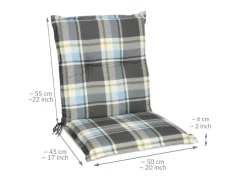 Beautissu Gartenstuhlauflagen|Sunny BK Niederlehner 100x50x6cm Kariert 6tlg