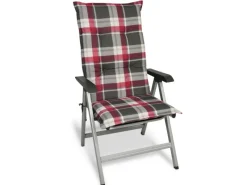 Beautissu Gartenstuhlauflagen|Sunny RK Hochlehner 120x50x6cm Kariert