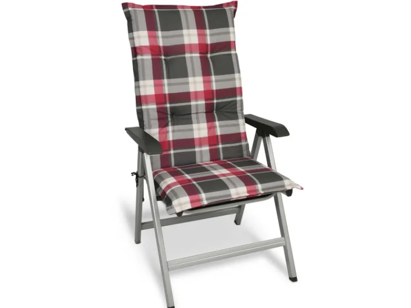 Beautissu Gartenstuhlauflagen|Sunny RK Hochlehner 120x50x6cm Kariert