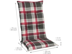 Beautissu Gartenstuhlauflagen|Sunny RK Hochlehner 120x50x6cm Kariert