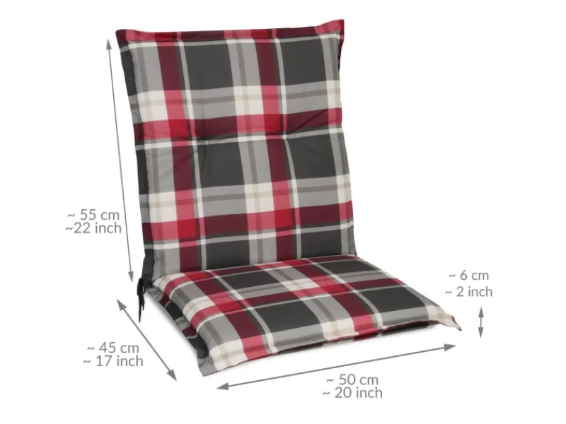 Beautissu Gartenstuhlauflagen|Sunny RK Niederlehner 100x50x6cm Kariert