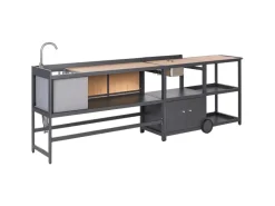 Beliani Gartenküche ORTISEI Graphitgrau* Best