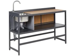 Beliani Gartenküche ORTISEI Graphitgrau* Best