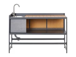 Beliani Gartenküche ORTISEI Graphitgrau* Best