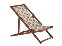 Beliani Gartenliege Grün Orange Dunkler Holzfarbton Weiss 97x54x97* Discount