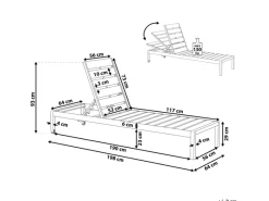 Beliani Gartenliege Weiss Silber 198x64x93*