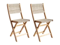 Gartenstühle|Beliani Gartenstuhl Heller Holzfarbton 50x42x84