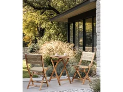 Gartenstühle|Beliani Gartenstuhl Heller Holzfarbton 50x42x84