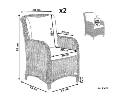 Beliani Gartenstuhl Grau 73x60x96* Outlet