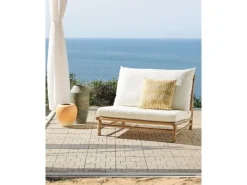 Beliani Gartenstuhl Heller Holzfarbton Weiss 85x102x74* Clearance