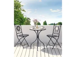 Gartenstühle|Beliani Gartenstuhl Schwarz 45x38x89