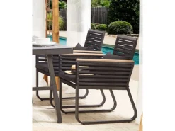 Gartenstühle|Beliani Gartenstuhl Schwarz Heller Holzfarbton 65x60x83