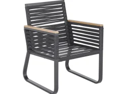 Gartenstühle|Beliani Gartenstuhl Schwarz Heller Holzfarbton 65x60x83