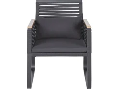 Gartenstühle|Beliani Gartenstuhl Schwarz Heller Holzfarbton 65x60x83