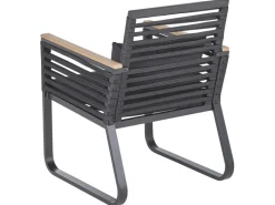 Gartenstühle|Beliani Gartenstuhl Schwarz Heller Holzfarbton 65x60x83