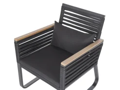 Gartenstühle|Beliani Gartenstuhl Schwarz Heller Holzfarbton 65x60x83