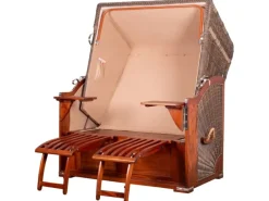 bene living Strandkorb Komplettset Schaalsee Mahagoni PE grau Modell 550* Clearance