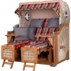 bene living Strandkorb Komplettset Ammersee Grande XL Teak Bullauge PE Shell Modell 584 Inkl Liftersystem Schutzhülle Doppelrollen Glasbecherhalter* Clearance