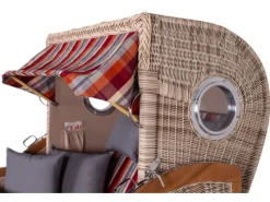 bene living Strandkorb Komplettset Ammersee Grande XL Teak Bullauge PE Shell Modell 584 Inkl Liftersystem Schutzhülle Doppelrollen Glasbecherhalter* Clearance