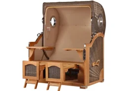 bene living Strandkorb Komplettset Ammersee Teak Bullauge PE Grau Modell 551* Sale