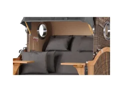 bene living Strandkorb Komplettset Ammersee Teak Bullauge PE Grau Modell 551* Sale