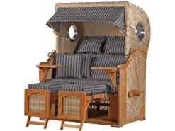 bene living Strandkorb Komplettset Ammersee Teak Bullauge PE Shell Modell 500* New