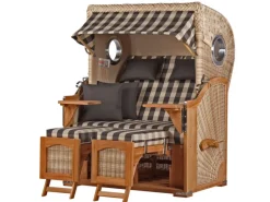 bene living Strandkorb Komplettset Ammersee Teak Bullauge PE Shell Modell 505* Clearance