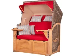 bene living Strandkorb Komplettset Schaalsee Teak PE grau Modell 585* Hot