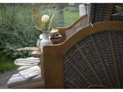 bene living Strandkorb Komplettset Schleswig Pinie Zweisitzer PE Mokka Modell 557*