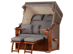 bene living Strandkorb Komplettset Schaalsee Mahagoni PE grau Modell 551*