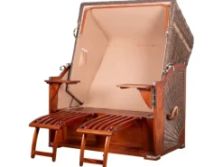 bene living Strandkorb Komplettset Schaalsee Mahagoni PE grau Modell 551*