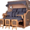bene living Strandkorb Komplettset Ammersee Grande XXL Teak Bullauge PE grau Modell 582* Online