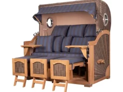 bene living Strandkorb Komplettset Ammersee Grande XXL Teak Bullauge PE grau Modell 582* Online