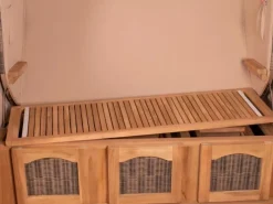 bene living Strandkorb Komplettset Ammersee Grande XXL Teak Bullauge PE grau Modell 582* Online