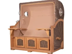 bene living Strandkorb Komplettset Ammersee Grande XXL Teak Bullauge PE grau Modell 582* Online