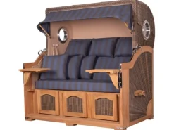 bene living Strandkorb Komplettset Ammersee Grande XXL Teak Bullauge PE grau Modell 582* Online