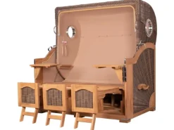 bene living Strandkorb Komplettset Ammersee Grande XXL Teak Bullauge PE grau Modell 582* Online