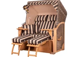 bene living Strandkorb Komplettset Schaalsee Teak PE grau Modell 581* Outlet