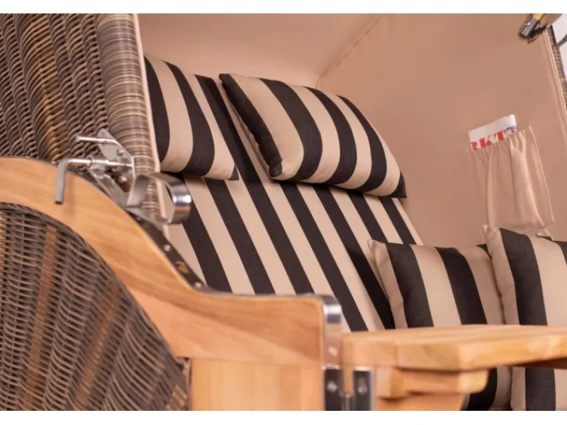 bene living Strandkorb Komplettset Schaalsee Teak PE grau Modell 581* Outlet