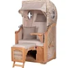 bene living Strandkorb Komplettset Ammersee Single Teak Bullauge PE Shell Modell 510 Inkl Liftersystem Schutzhülle Doppelrollen Glasbecherhalter* Discount