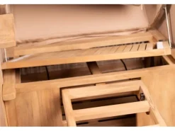 bene living Strandkorb Komplettset Ammersee Single Teak Bullauge PE Shell Modell 510 Inkl Liftersystem Schutzhülle Doppelrollen Glasbecherhalter* Discount